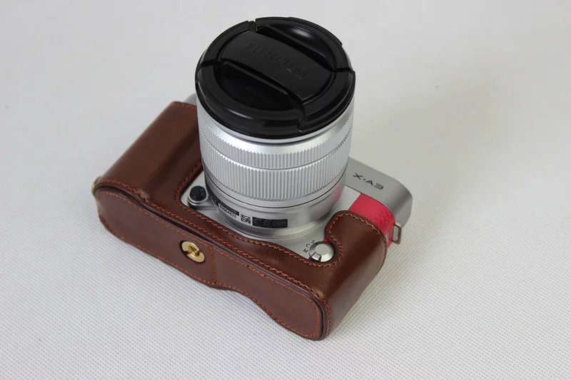 PU Leather Half Bottom Camera Protective Bag for Fuji Fujifilm X-A3 XA2 XA3 XA5 XA10 - Coffee