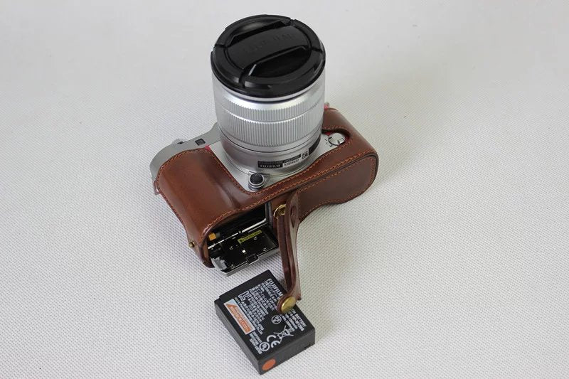 PU Leather Half Bottom Camera Protective Bag for Fuji Fujifilm X-A3 XA2 XA3 XA5 XA10 - Coffee