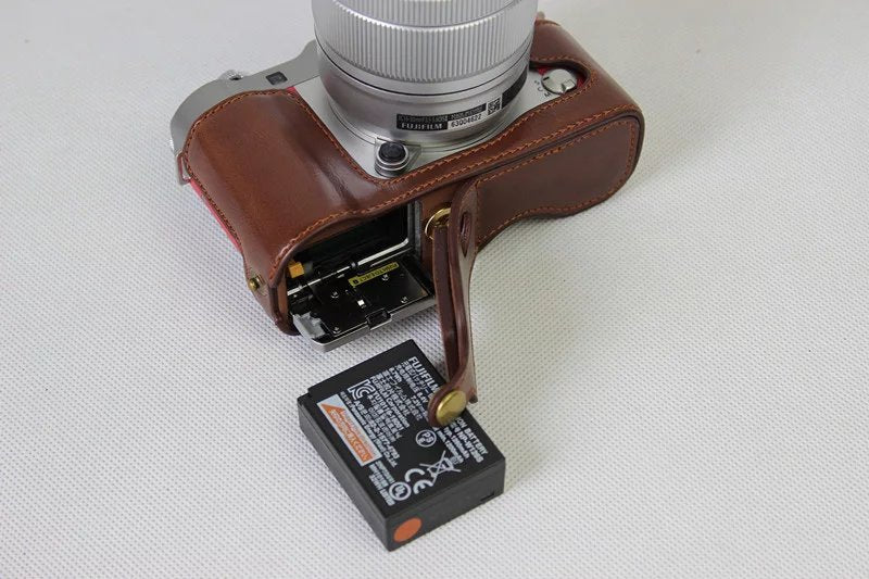 PU Leather Half Bottom Camera Protective Bag for Fuji Fujifilm X-A3 XA2 XA3 XA5 XA10 - Coffee