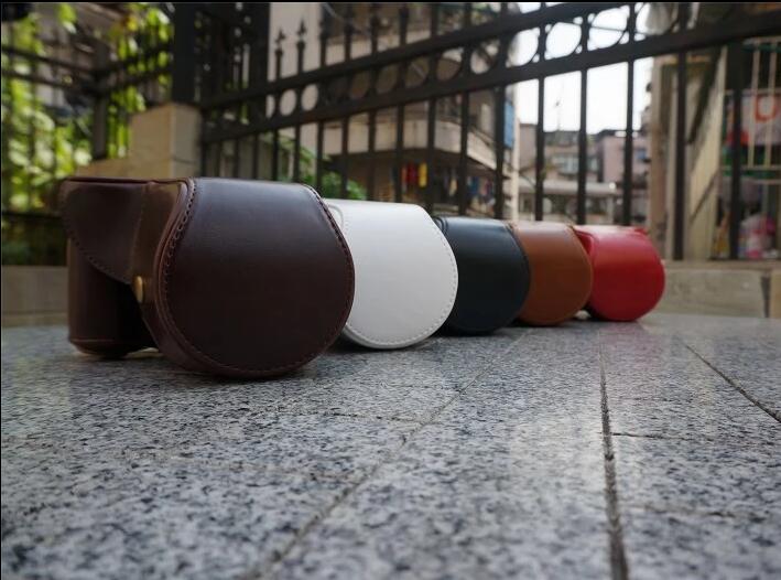 Detachable PU Leather Camera Case + Strap for Panasonic GF6 with 14-42mm Lens - Coffee