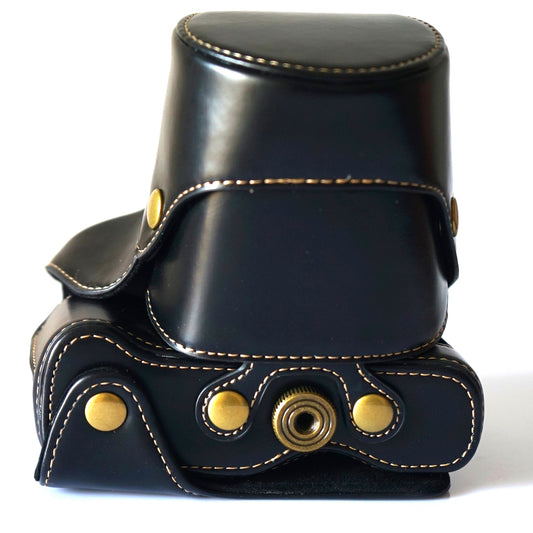 Detachable PU Leather Camera Case + Strap for Fuji Fujifilm X-T2 - Black