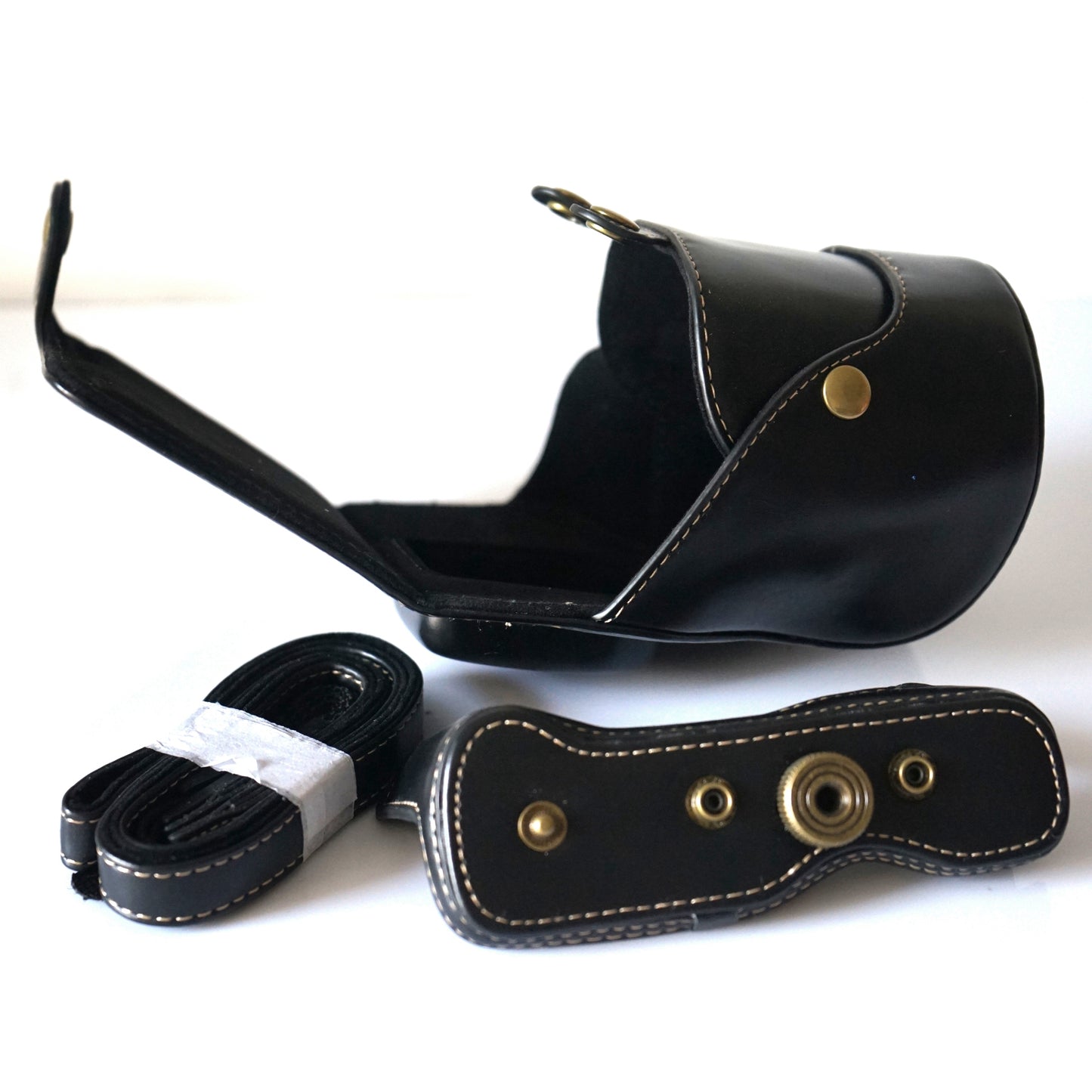 Detachable PU Leather Camera Case + Strap for Fuji Fujifilm X-T2 - Black