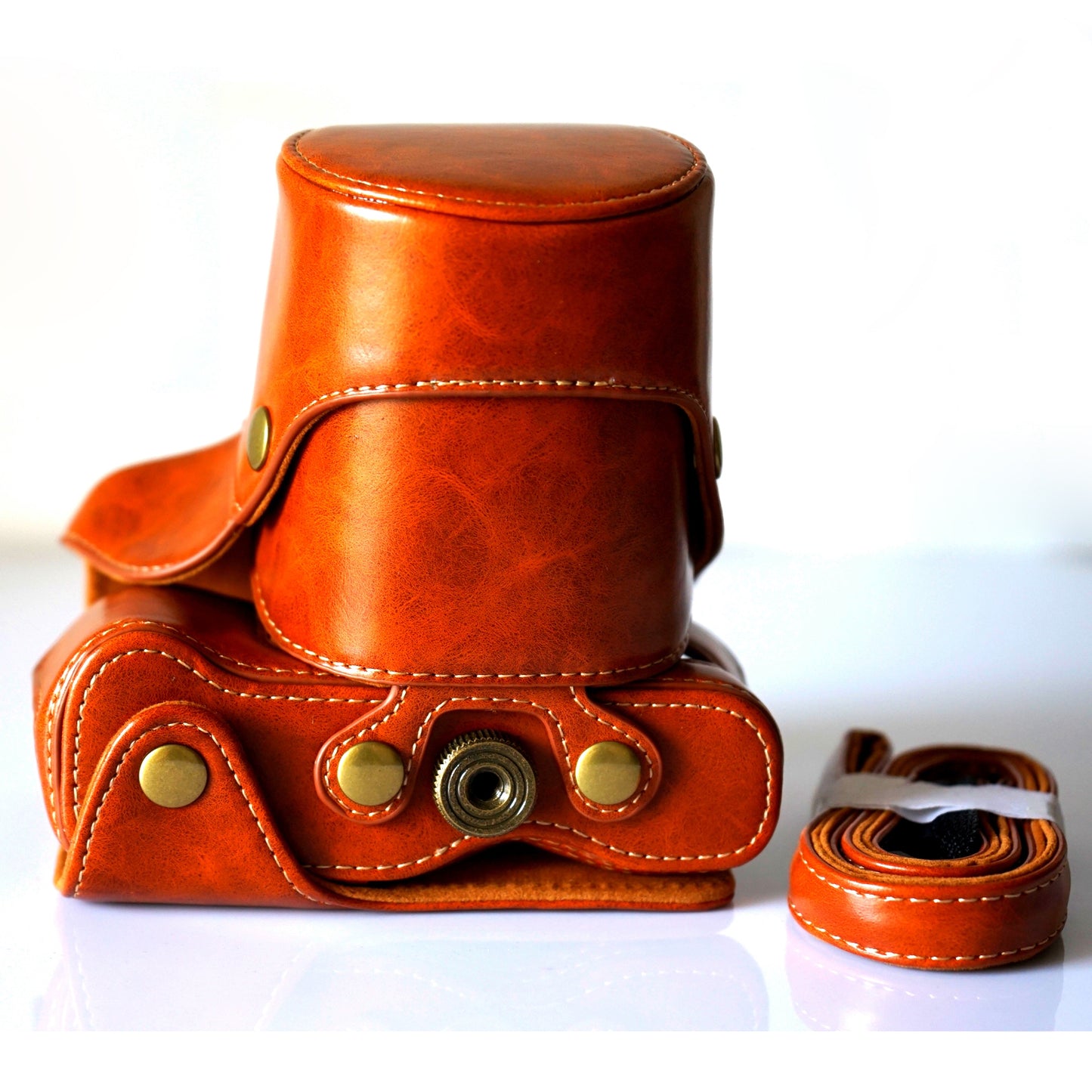 Detachable PU Leather Camera Bag + Strap for Fuji Fujifilm X-T2 - Brown