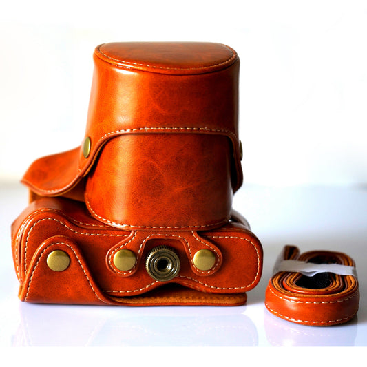 Detachable PU Leather Camera Bag + Strap for Fuji Fujifilm X-T2 - Brown