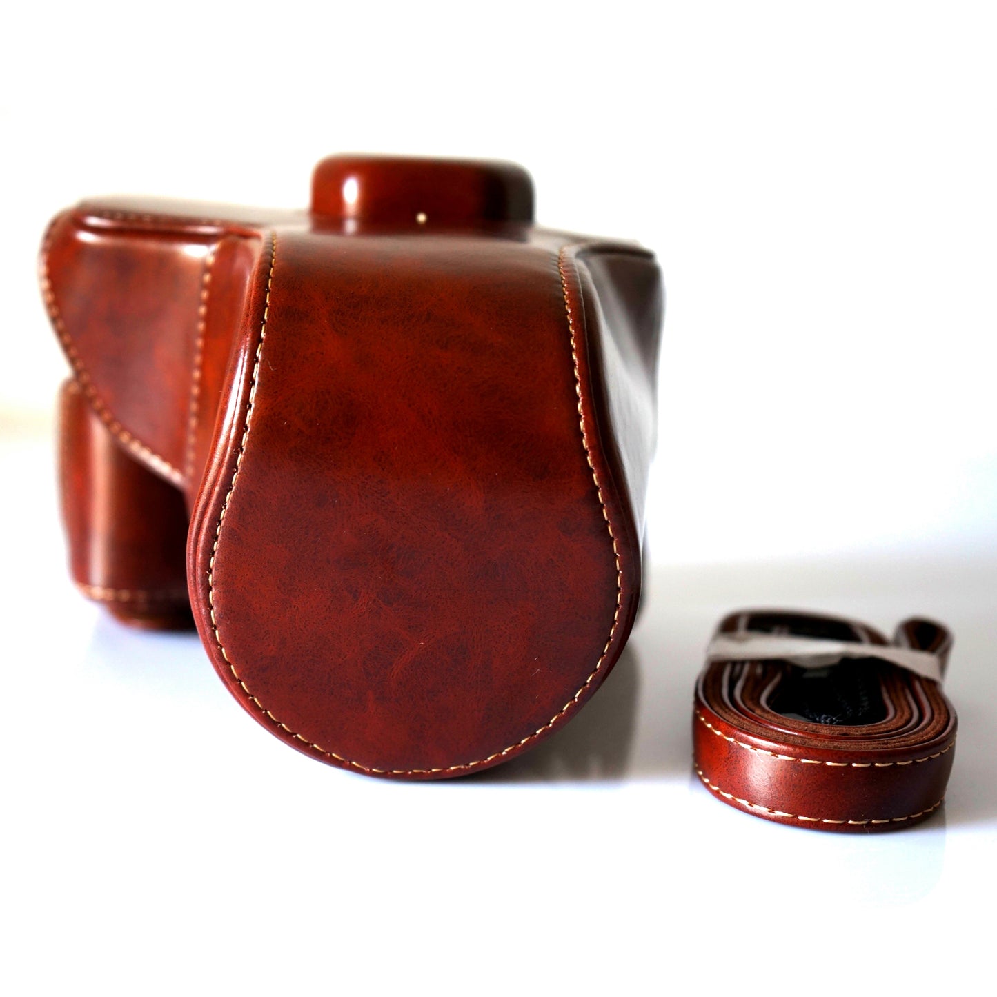 Detachable PU Leather Camera Protective Pouch + Strap for Fuji Fujifilm X-T2 - Coffee