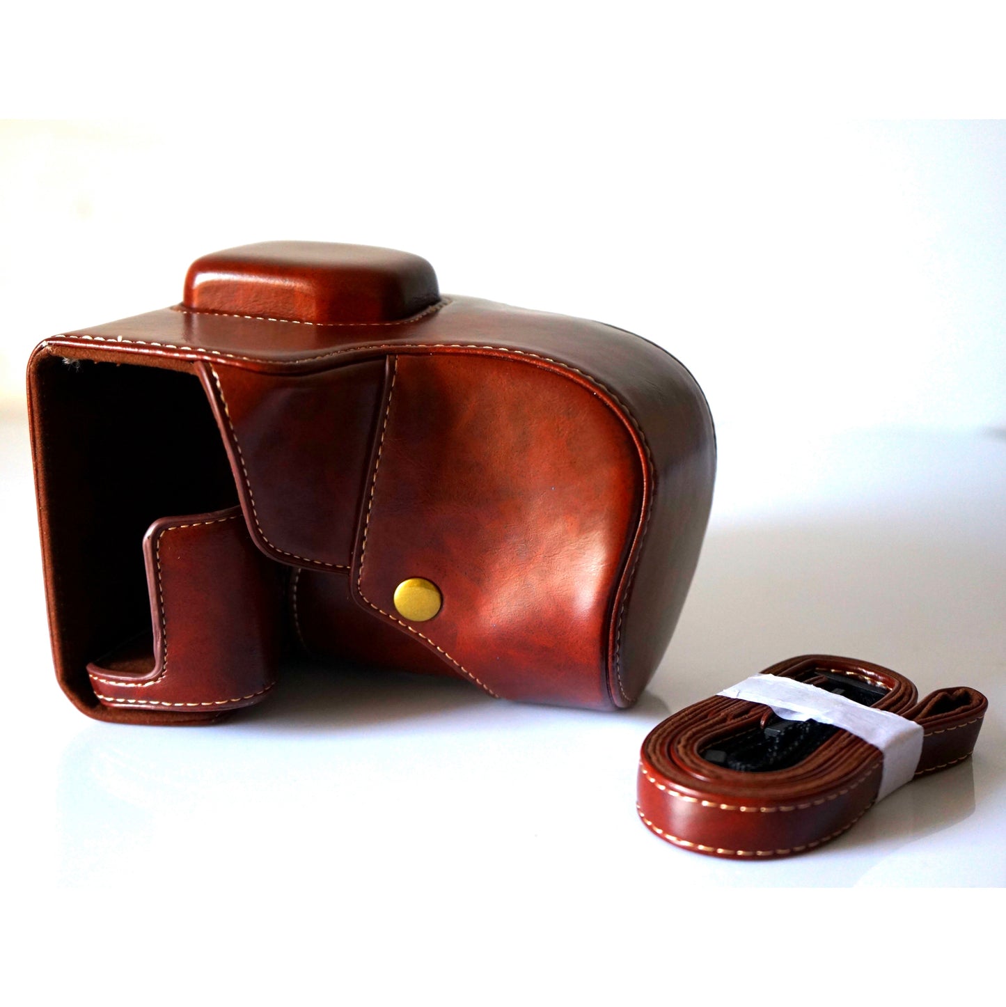 Detachable PU Leather Camera Protective Pouch + Strap for Fuji Fujifilm X-T2 - Coffee