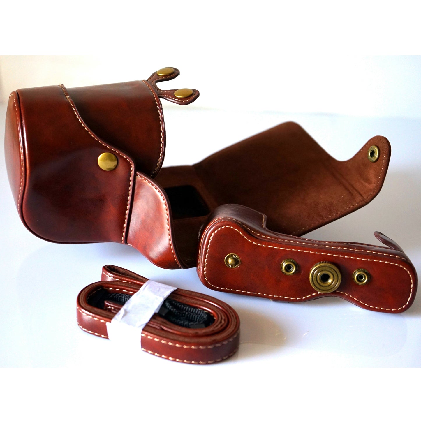 Detachable PU Leather Camera Protective Pouch + Strap for Fuji Fujifilm X-T2 - Coffee