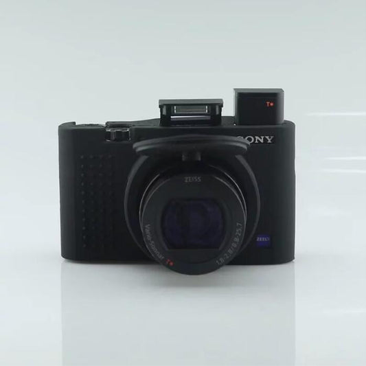 Soft Silicone Case with Camera Lens Cap for Sony RX100 III/IV/V M3 M4 M5 - Black