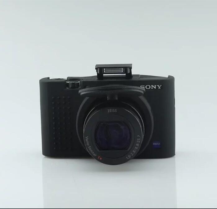 Soft Silicone Case with Camera Lens Cap for Sony RX100 III/IV/V M3 M4 M5 - Black