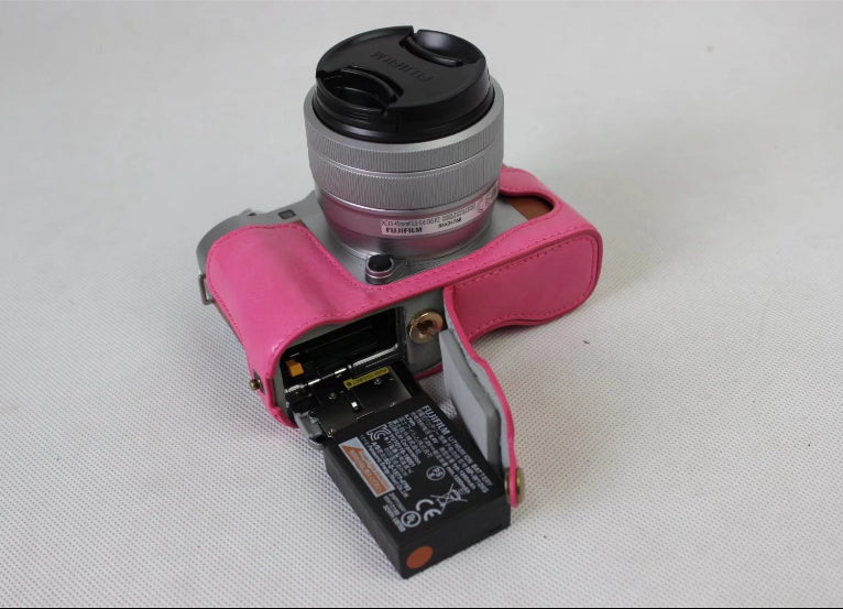 PU Leather Half Cover Bag for Fujifilm X-A5 Digital Camera - Rose