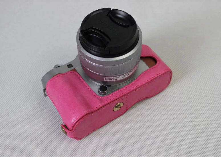 PU Leather Half Cover Bag for Fujifilm X-A5 Digital Camera - Rose