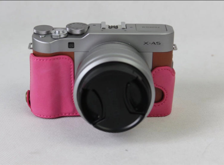 PU Leather Half Cover Bag for Fujifilm X-A5 Digital Camera - Rose
