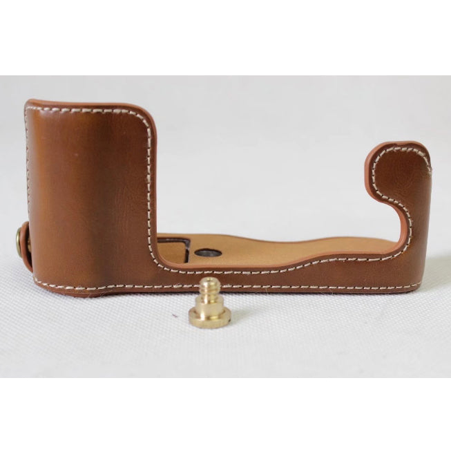 PU Leather Half Shell Bag for Fujifilm X-A5 Digital Camera - Brown