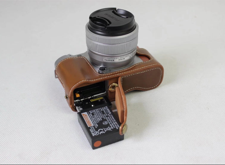 PU Leather Half Shell Bag for Fujifilm X-A5 Digital Camera - Brown
