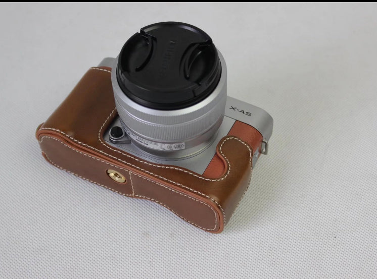 PU Leather Half Shell Bag for Fujifilm X-A5 Digital Camera - Brown