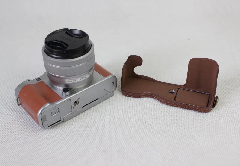 PU Leather Half Protective Case Bag for Fujifilm X-A5 Digital Camera - Coffee