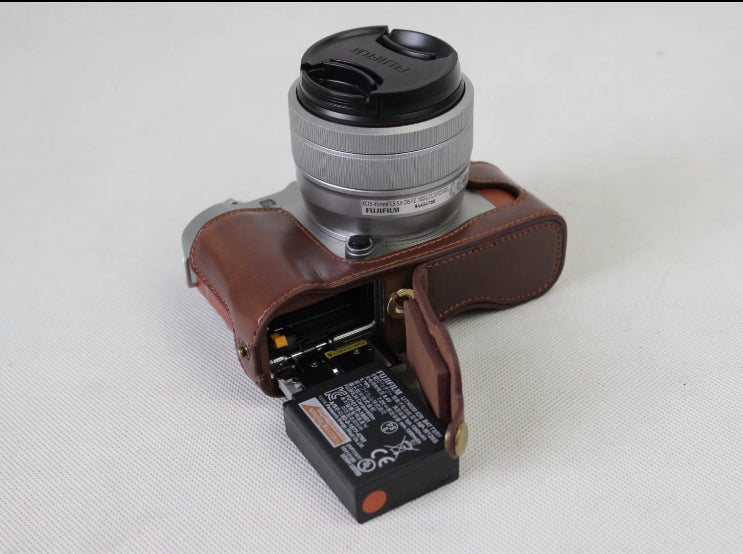 PU Leather Half Protective Case Bag for Fujifilm X-A5 Digital Camera - Coffee