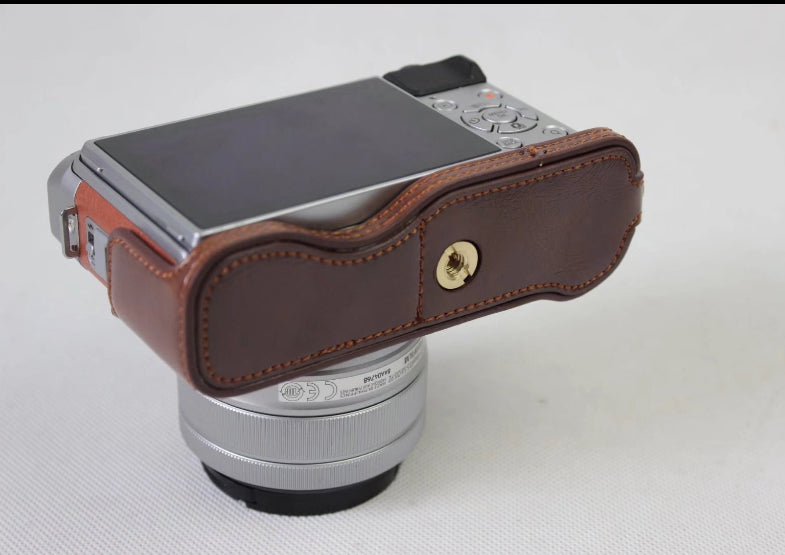 PU Leather Half Protective Case Bag for Fujifilm X-A5 Digital Camera - Coffee
