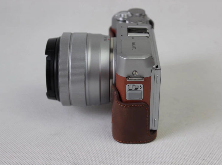 PU Leather Half Protective Case Bag for Fujifilm X-A5 Digital Camera - Coffee
