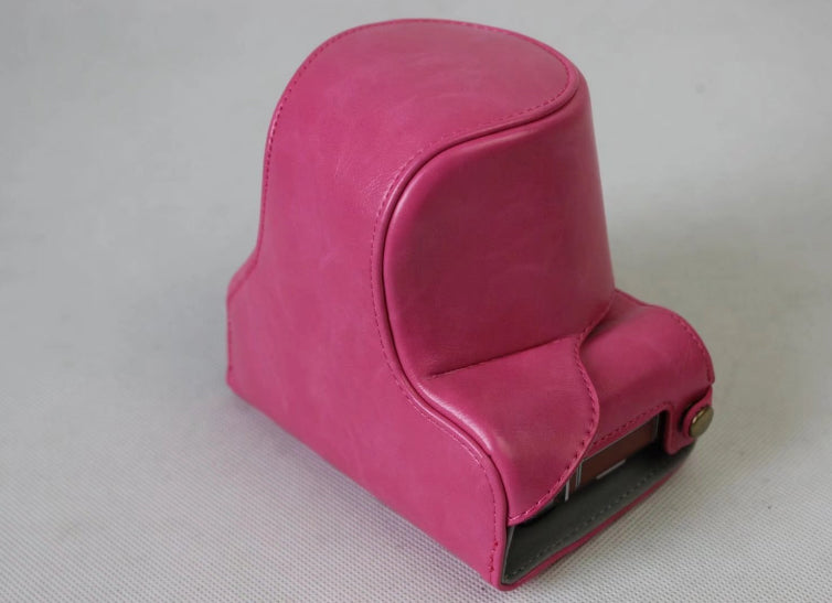 PU Leather Protective Cover + Strap + Camera Lens Bag for Fujifilm XA5 XA20 Camera - Rose
