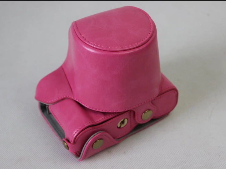 PU Leather Protective Cover + Strap + Camera Lens Bag for Fujifilm XA5 XA20 Camera - Rose