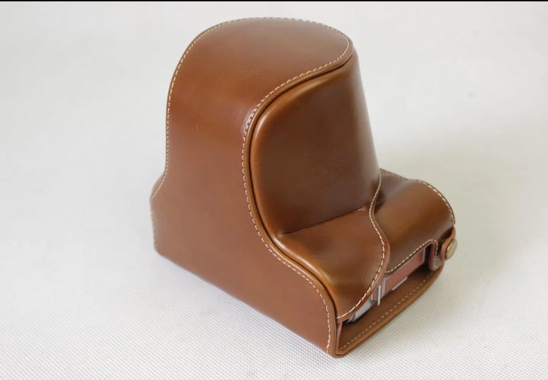 PU Leather Protection Case Bag + Strap + Camera Lens Bag for Fujifilm XA5 XA20 Camera - Brown