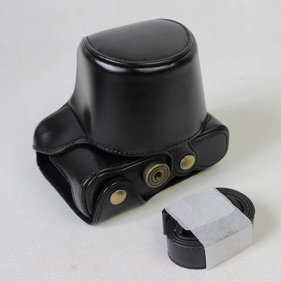 PU Leather Camera Protection Case + Strap for Fujifilm XA5 (15-45mm) - Black