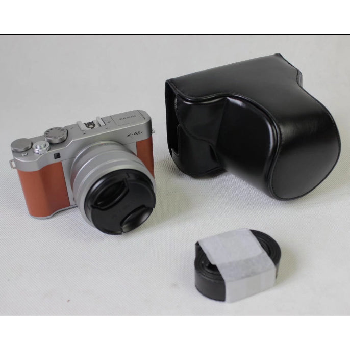 PU Leather Camera Protection Case + Strap for Fujifilm XA5 (15-45mm) - Black