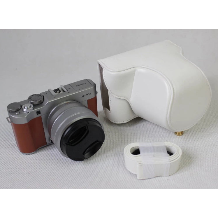 PU Leather Camera Protection Cover + Strap for Fujifilm XA5 (15-45mm) - White