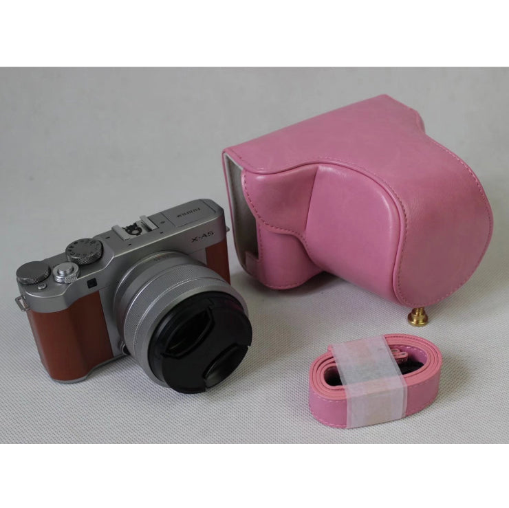 PU Leather Camera Protection Casing + Strap for Fujifilm XA5 (15-45mm) - Pink