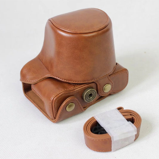 PU Leather Camera Protective Case + Strap for Fujifilm XA5 (15-45mm) - Brown