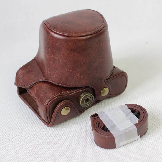 PU Leather Camera Protective Casing + Strap for Fujifilm XA5 (15-45mm) - Coffee