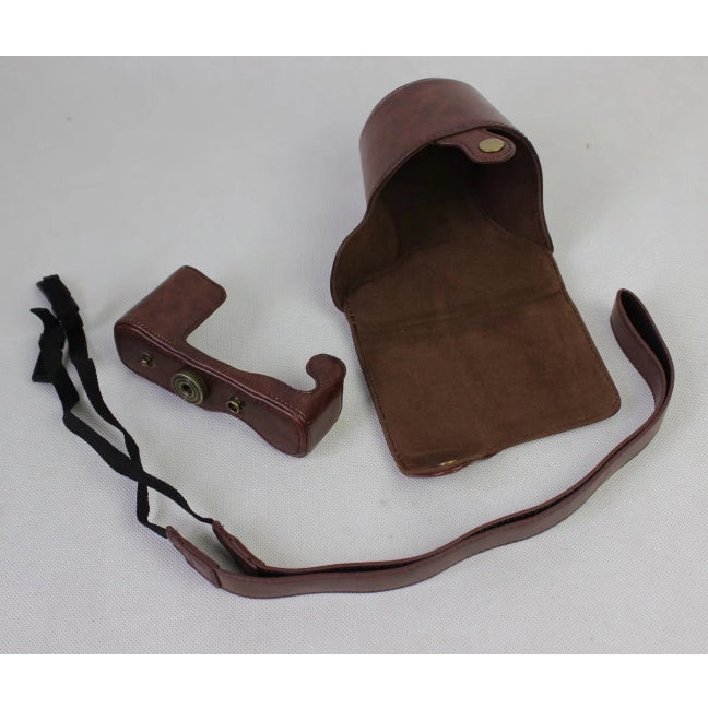 PU Leather Camera Protective Casing + Strap for Fujifilm XA5 (15-45mm) - Coffee