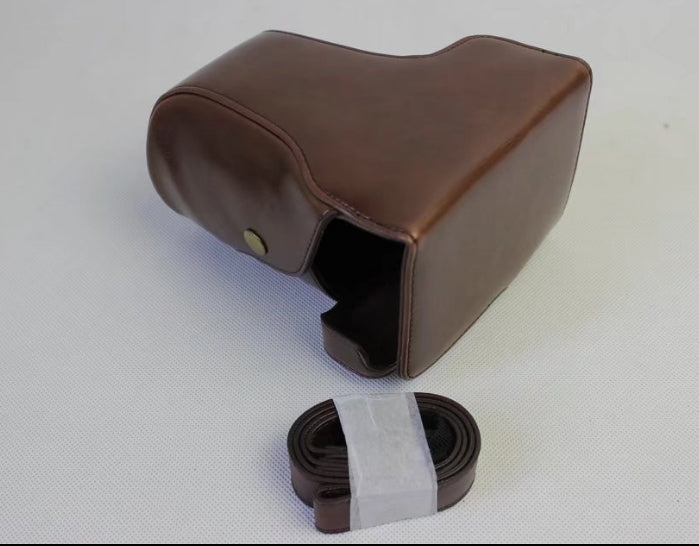 PU Leather Shell Case Bag with Strap for Fujifilm X-E3 Camera - Coffee