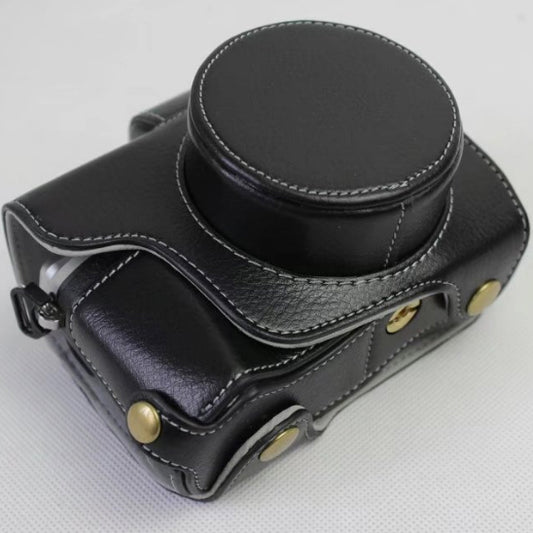 Genuine Cowhide Leather Camera Protection Case for Olympus OMD E-M10III - Black