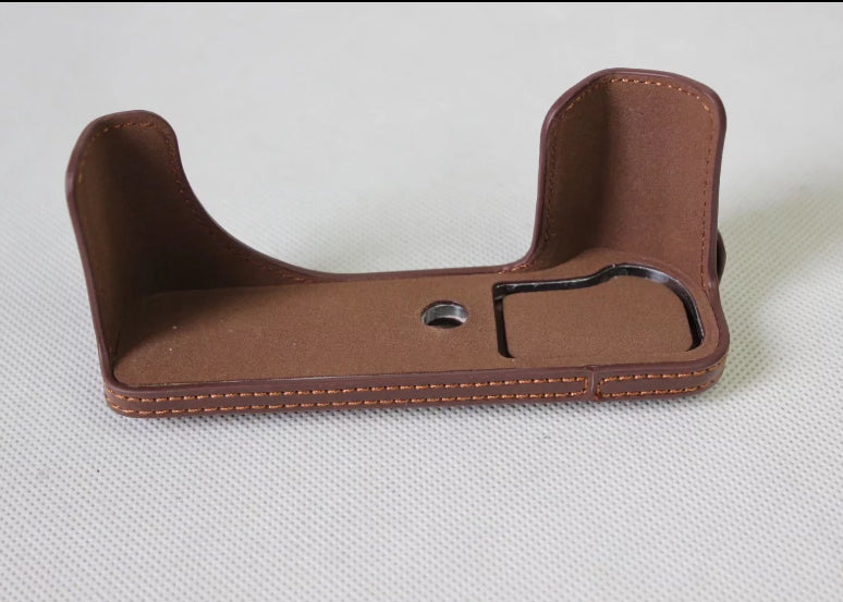 PU Leather Protection Pouch Case + Strap + Camera Lens Bag for Canon Powershot G1XIII - Coffee
