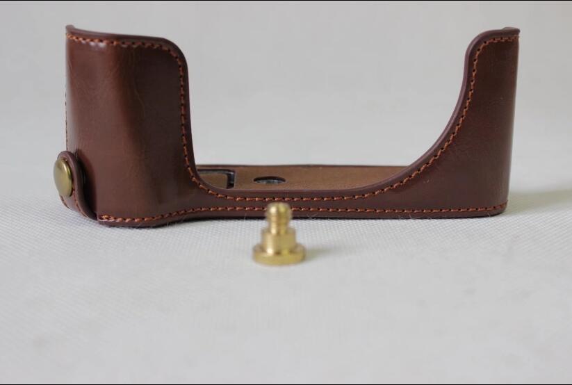 PU Leather Half Camera Protective Bag for Canon Powershot G1XIII - Coffee