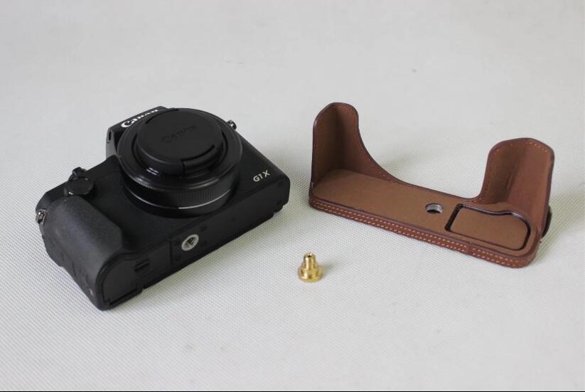 PU Leather Half Camera Protective Bag for Canon Powershot G1XIII - Coffee