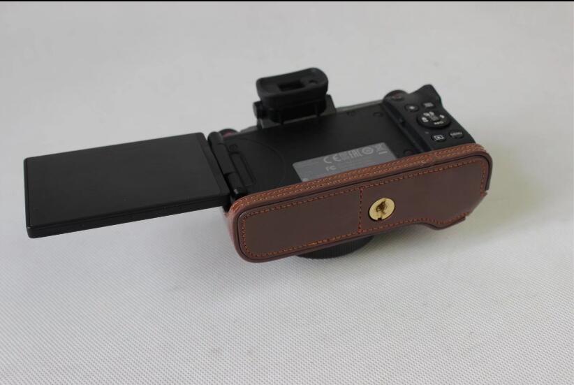 PU Leather Half Camera Protective Bag for Canon Powershot G1XIII - Coffee
