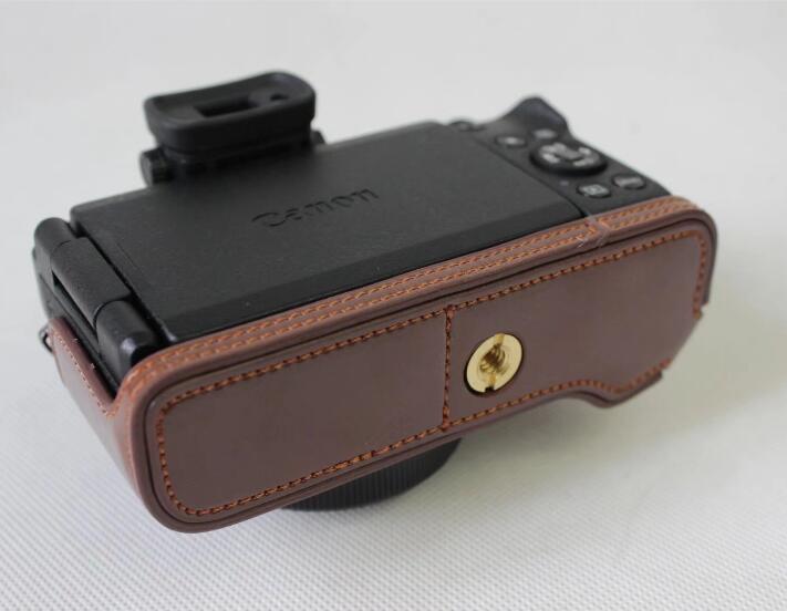 PU Leather Half Camera Protective Bag for Canon Powershot G1XIII - Coffee