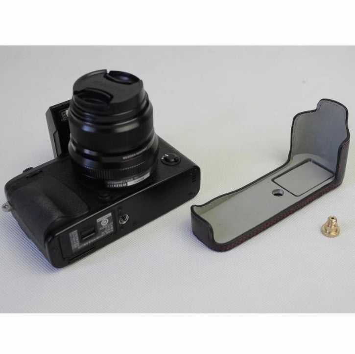 PU Leather Half Bottom Camera Protective Case for Fujifilm X-E3 - Black