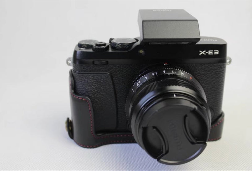 PU Leather Half Bottom Camera Protective Case for Fujifilm X-E3 - Black