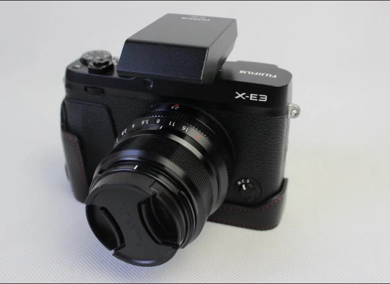 PU Leather Half Bottom Camera Protective Case for Fujifilm X-E3 - Black