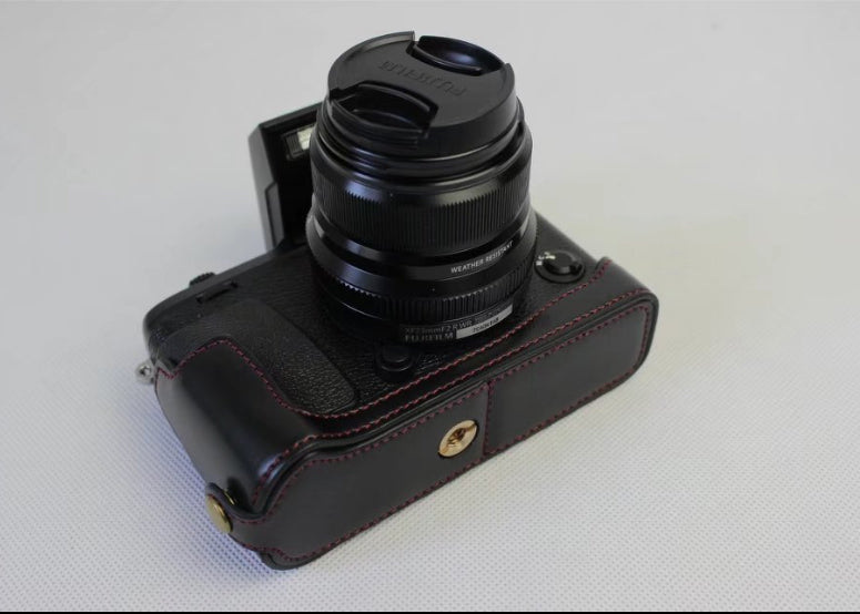 PU Leather Half Bottom Camera Protective Case for Fujifilm X-E3 - Black