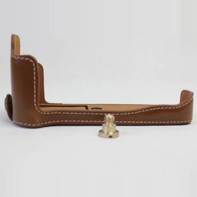 PU Leather Half Bottom Camera Protective Cover for Fujifilm X-E3 - Brown