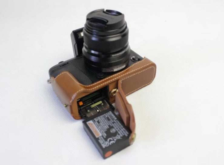 PU Leather Half Bottom Camera Protective Cover for Fujifilm X-E3 - Brown
