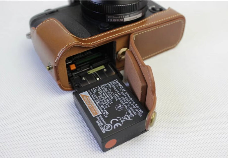 PU Leather Half Bottom Camera Protective Cover for Fujifilm X-E3 - Brown