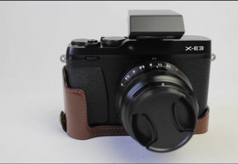 PU Leather Half Bottom Camera Protective Shell for Fujifilm X-E3 - Coffee