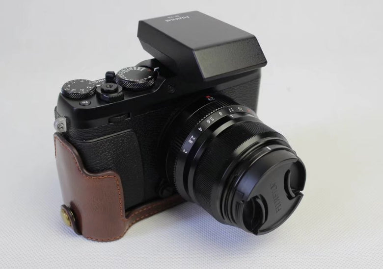 PU Leather Half Bottom Camera Protective Shell for Fujifilm X-E3 - Coffee