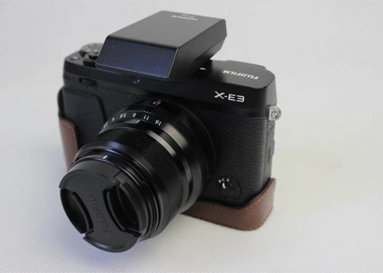 PU Leather Half Bottom Camera Protective Shell for Fujifilm X-E3 - Coffee